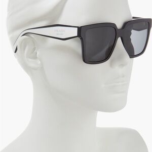 Prada 56mm Black Square Sunglasses